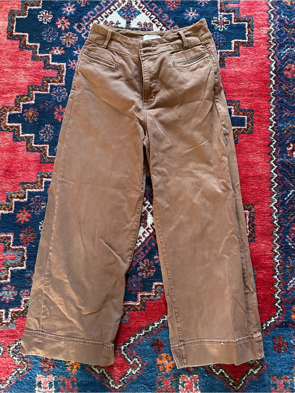 FlexTwill High Rise Trousers in Maroon